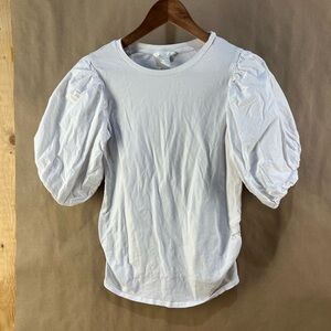 H&M White Puff Sleeve Blouse (Size S)